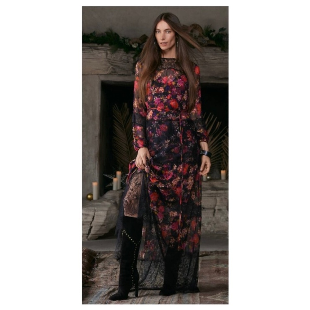 Johnny Was Love Flora Silk Lace Tiered Maxi Dress L38023 - Picture 5 of 16